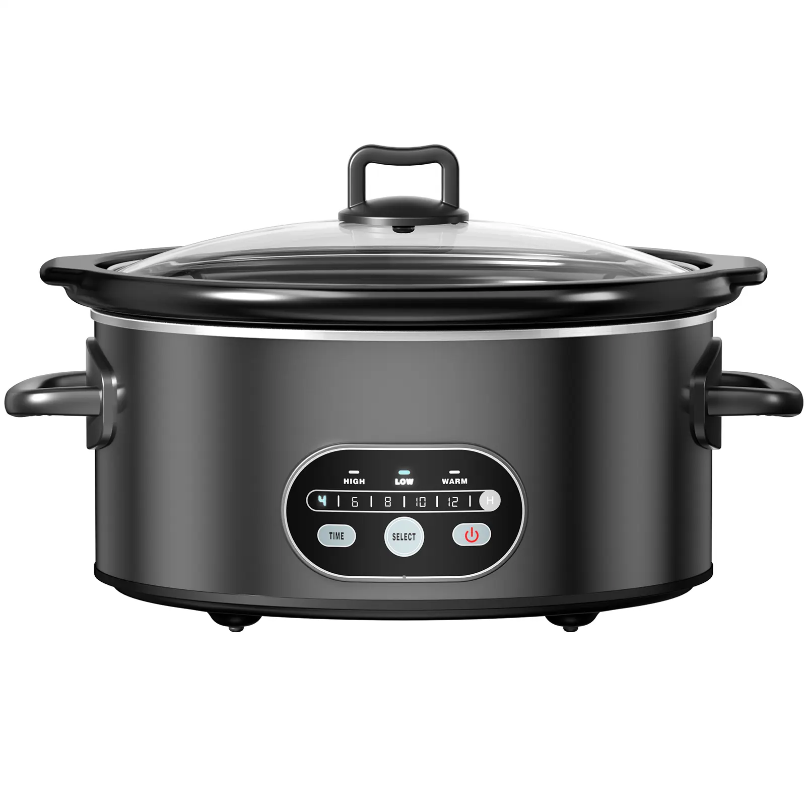 6/8QT Programmable Slow Cooker, Large Digital Crock Pot for 6-10 People, Electric Slow Cooker with 3 Temp Settings & 4-12H Adjustable Timer, Removable Oven-Safe Stoneware Pot and Tempered Glass Lid, Black & Silver