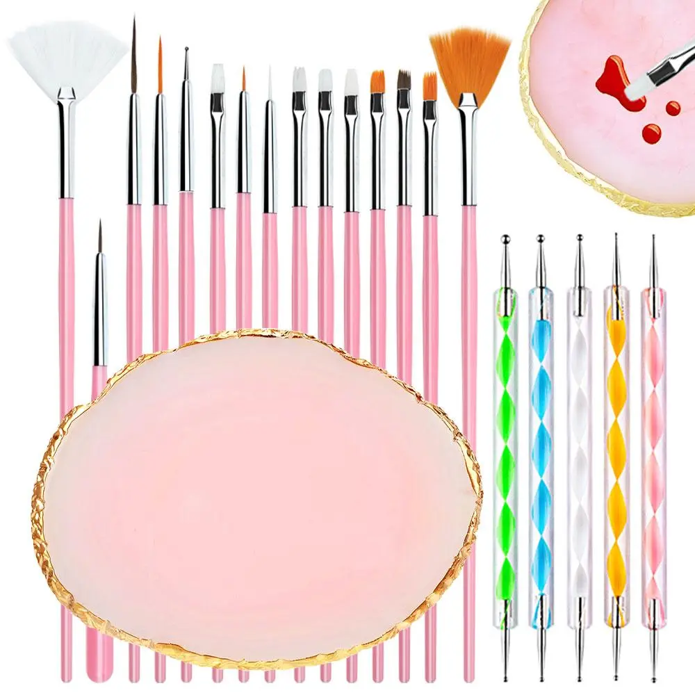 Nail Art Brush Set, 21pcs/set Nail Art Painting Brushes with Dot Pen & Palette, Nail Art Tools, Nail Art Equipment, Nail Tech Supplies, Professional Manicure Tool for Home & Salon Use, Nail Supplies