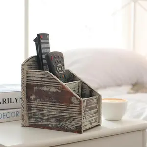 Rustic Torched Wood Remote Control Holder