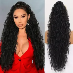 Ponytail Extension Claw 30" Curly Pony Tail Clip in Hair Extensions Fluffy Natural Looking Synthetic Hairpiece for Women Black
