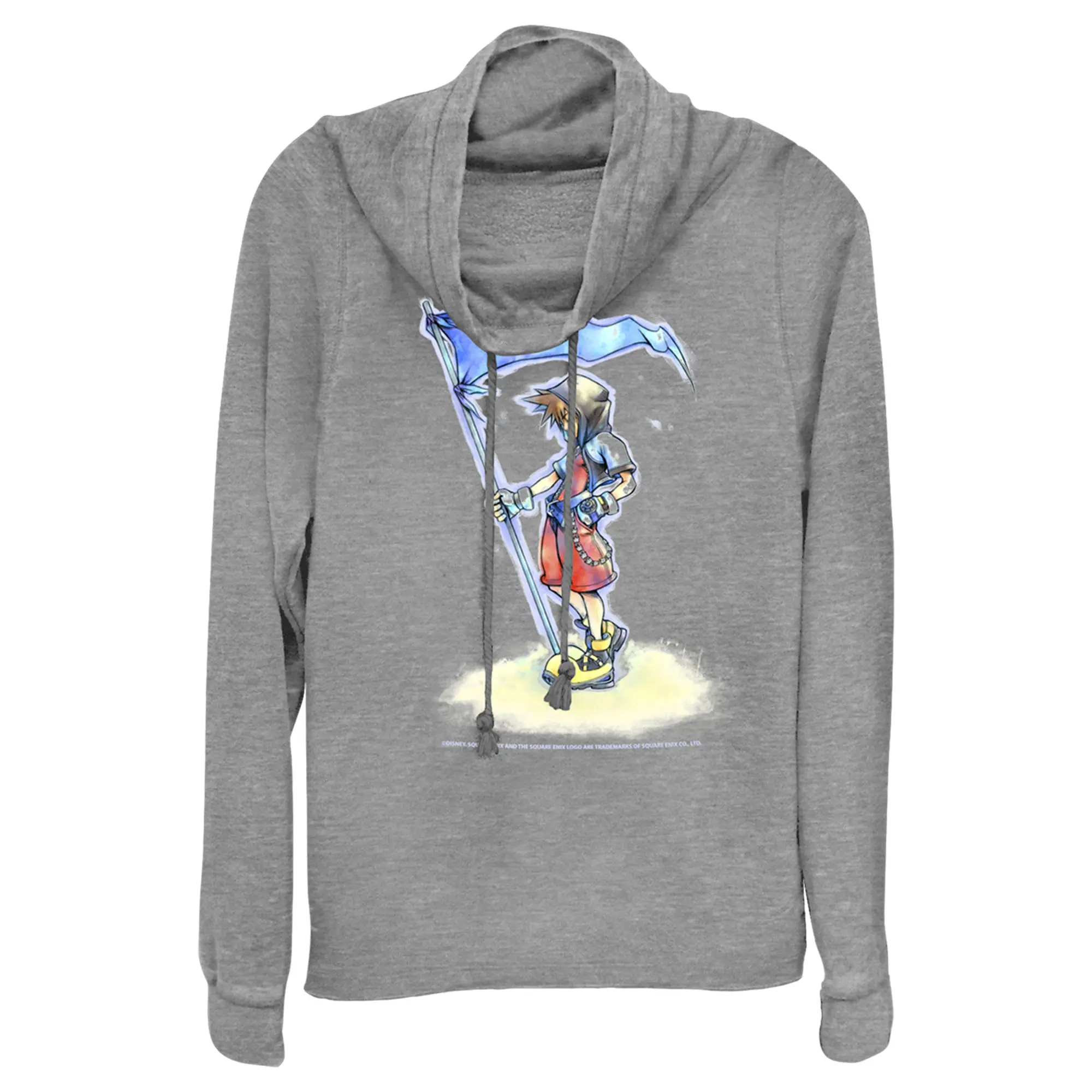 Juniors Womens Kingdom Hearts 1 Flags of the Kingdom Cowl Neck Sweatshirt
