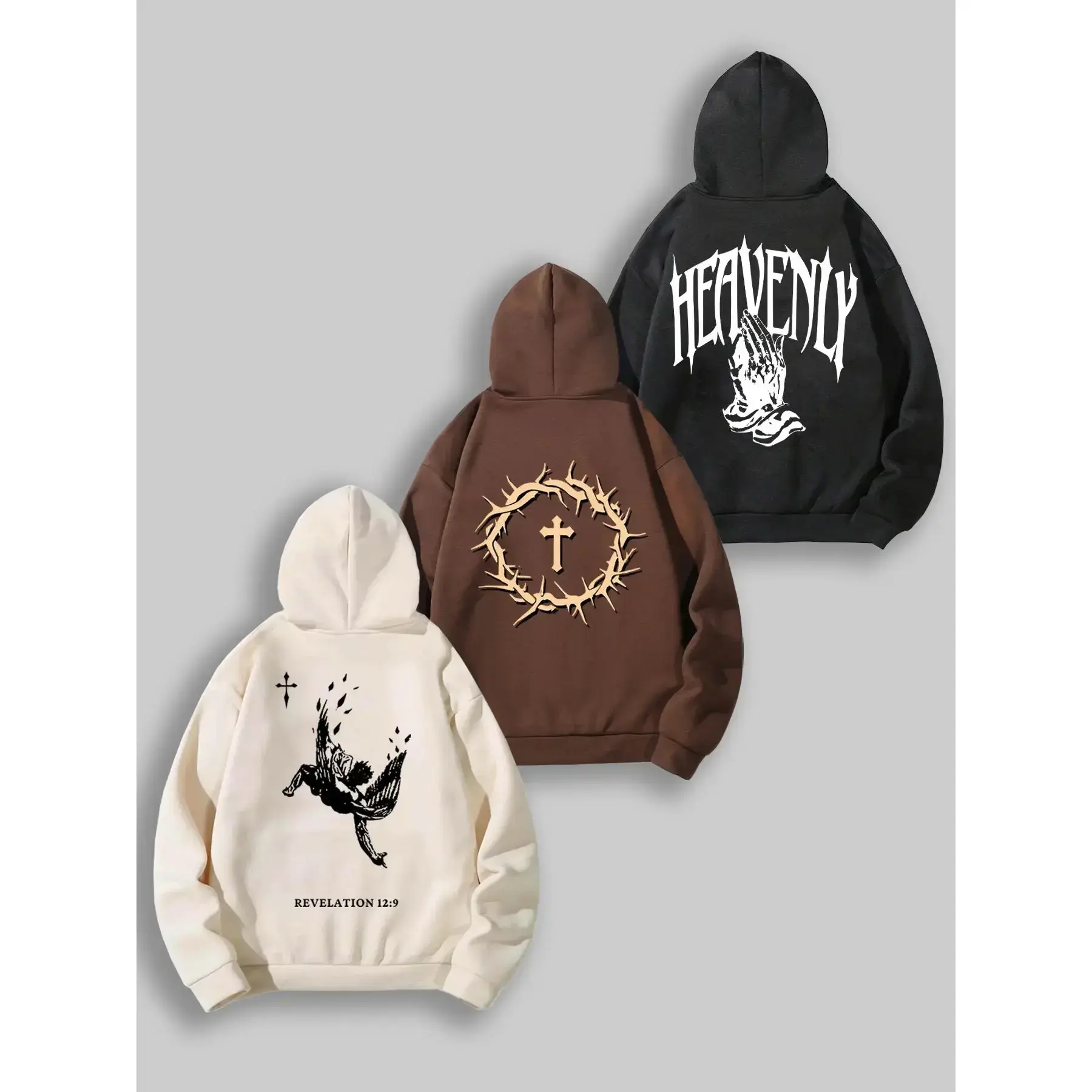 Unisex Men's Letter & Cross Print Drawstring Pocket Graphic Print Hoodie, Casual Loose Long Sleeve Hooded Sweatshirt for Fall & Winter, Men's Clothes for Daily Wear Unisex Men's Letter & Cross Print Drawstring Pocket Graphic Print Hoodie, Casual Loose Long Sleeve Hooded Sweatshirt for Fall & Winter, Men's Clothes for Daily Wear