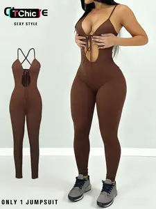 Women's Sexy Jumpsuit, Slim Fit Design, Elastic Fabric,  All Seasons Wear, Stylish Solid Color