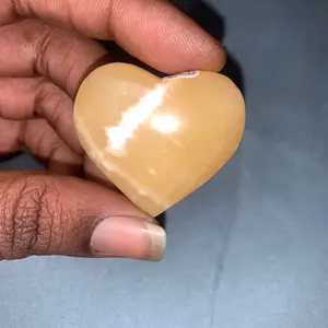 Natural Orange Calcite Crystal Heart XS