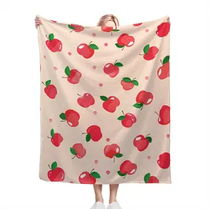 Cute Red Apples Throw Blanket Ultra-Soft Micro Fleece Blanket Flannel Fashion Fruit Print Blanket Lightweight Fluffy Plush Fuzzy Blanket Bed Blanket for Bedding Sofa and Travel 60x50 Inch