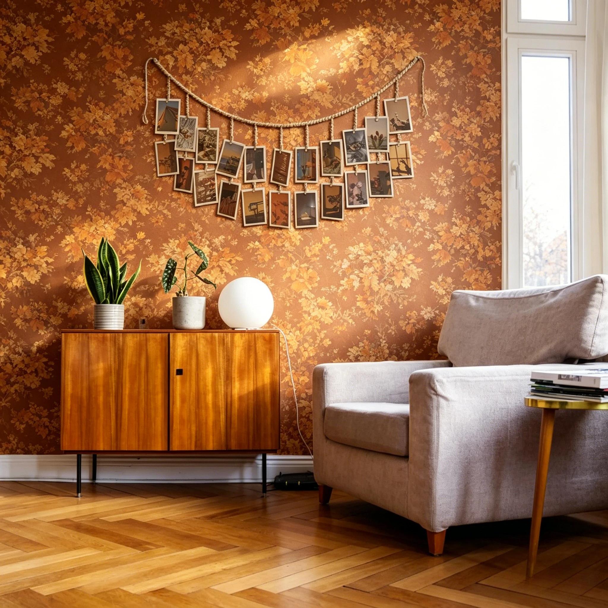 Wooden Bead Garland with 22 Clips – Boho Style Hanging Photo Display, Collage Picture Frame for Dorms, Bedrooms, Classrooms