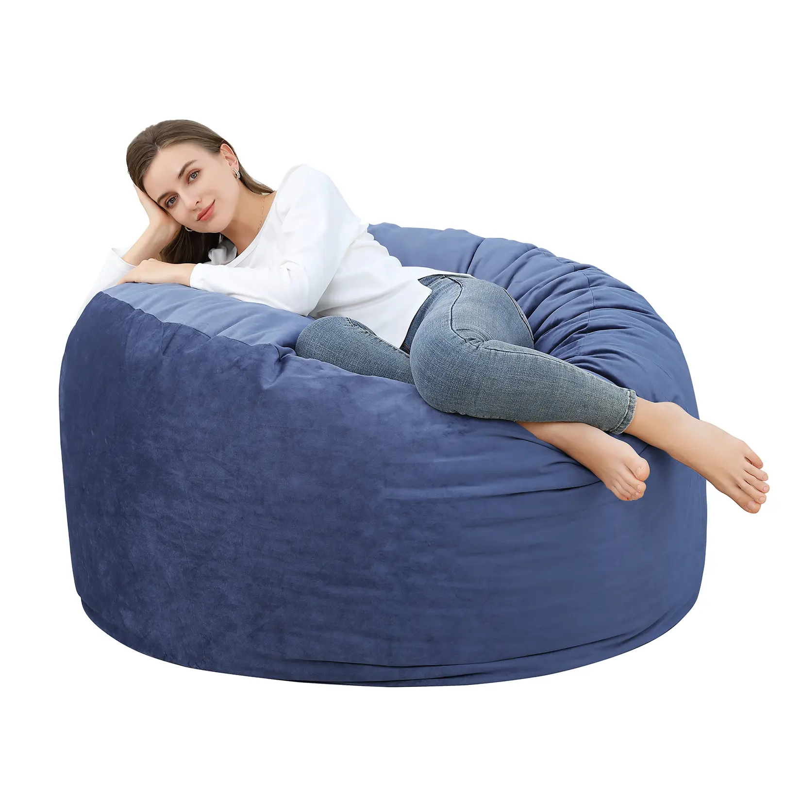 4 Ft Large Bean Bag Chairs for Adults/Teens with Shredded Foam Filling, Comfy Bean Bag Sofa with Filler Included, Soft Velvet Fabric Beanbags, 4 Foot