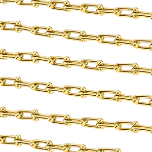 U-Shaped Designer Chain 7mm Waterproof Gold sold by the Foot - CH 88SS/G