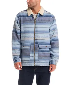 Berber Lined Southwest Rancher Jacket in Dusty Blue