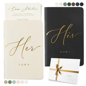 ARTESORI Premium Wedding Vow Book for Her & Him, Soft Touch, Gold Foil, 28 Lined Pages, Wedding Vow Books His and Hers, Wedding Essentials, Wedding Registry Ideas, His and Hers Gifts [Ivory & Black]