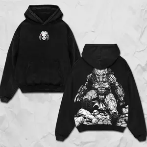 Retro Predator Double Printed Unisex Oversize Acid Washed Cotton Hoodie, Sweatshirt, Tee Ver 3 - TV Series Movie Graphic Design Unisex Top Cotton Streetwear T-Shirt Clothes