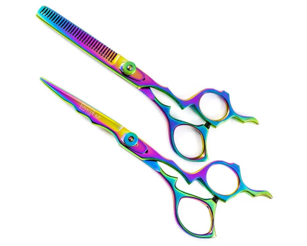 Professional Colorful Hair Cutting Scissors Set, 6.5 Barber Shears, Razor Edge Shears, Hair Scissor For Salon and Home, Hair Stylist Gift Haircare Heatless Stainless Lightweight Steel