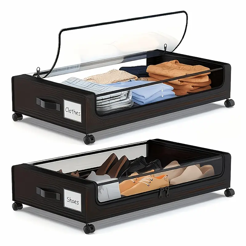XXL 15.85 Gallon Rolling Metal Drawer for Under-Bed Storage, Ideal for Shoes And Clothes, Large Containers with Lid for Room Organization