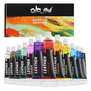 Colorful Acrylic Leather Paint Set - 12 Vibrant Colors for Shoe Upper Painting, Bag & Wallet Decoration, Leather Jacket Care, Craft DIY, Art Supplies