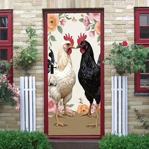 2pcs Creative Black and White Rooster Wall Stickers Modern Minimalist Home Decor Decals Living Room Bedroom Wall Art Stickers Self Adhesive Waterproof Removable PVC Animal Pattern Wall Decor for Festiv