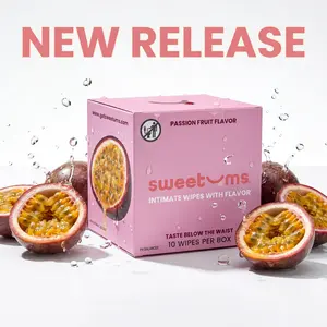 NEW RELEASE! Sweetums Passion Fruit Flavored Intimate Wipes Sensitive Scented Aroma