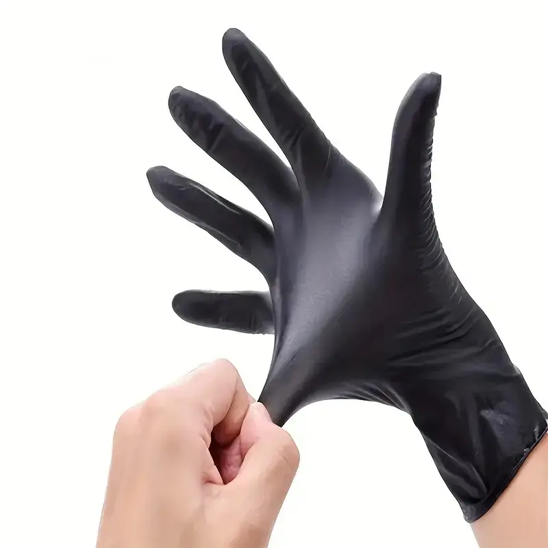 100 Pcs d Heavy Duty Nitrile Gloves,6mil-100 Count,Black Disposable Cleaning Cooking Gloves for Kitchen ,Latex Free,Powder Free, 100‑Glove Pack, Cooking Protection