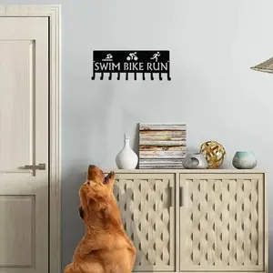 Swim Bike Run Award Organizer, Wall Mounted Medal Display Rack with Multi-hook Design, Perfect Gift for Triathlon Enthusiasts & Athletes
