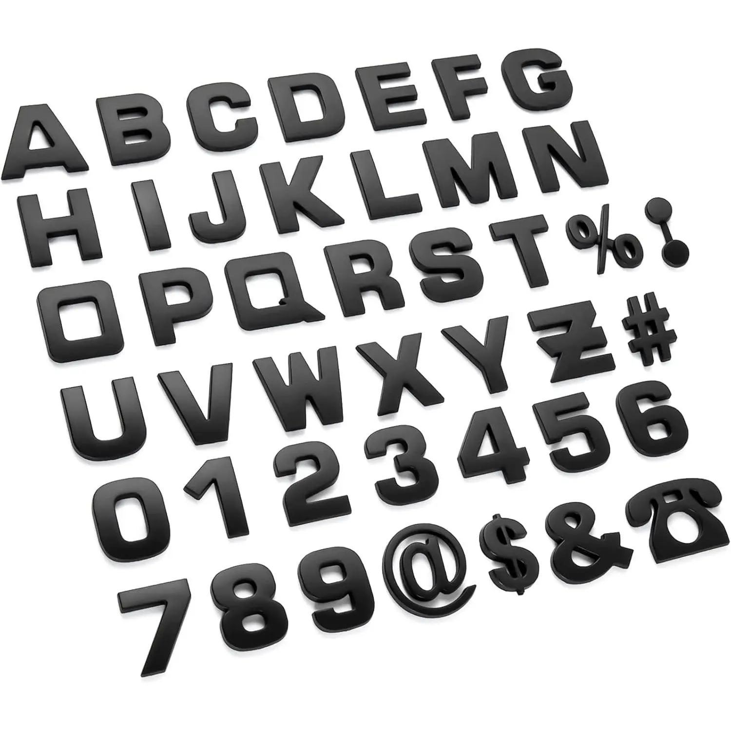 43 count  Emblem Letters Sticker DIY 3D Chrome Number Symbol Badge Decal(Black)