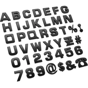 43 count  Emblem Letters Sticker DIY 3D Chrome Number Symbol Badge Decal(Black)
