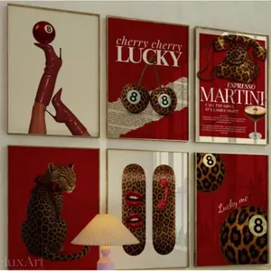 2D Flat6 Trendy Posters| Vintage Girl Wall Art Set, Y2K Fashion Decoration, Aesthetic Dormitory and Apartment Decoration, Frameless, Modern Home Decoration