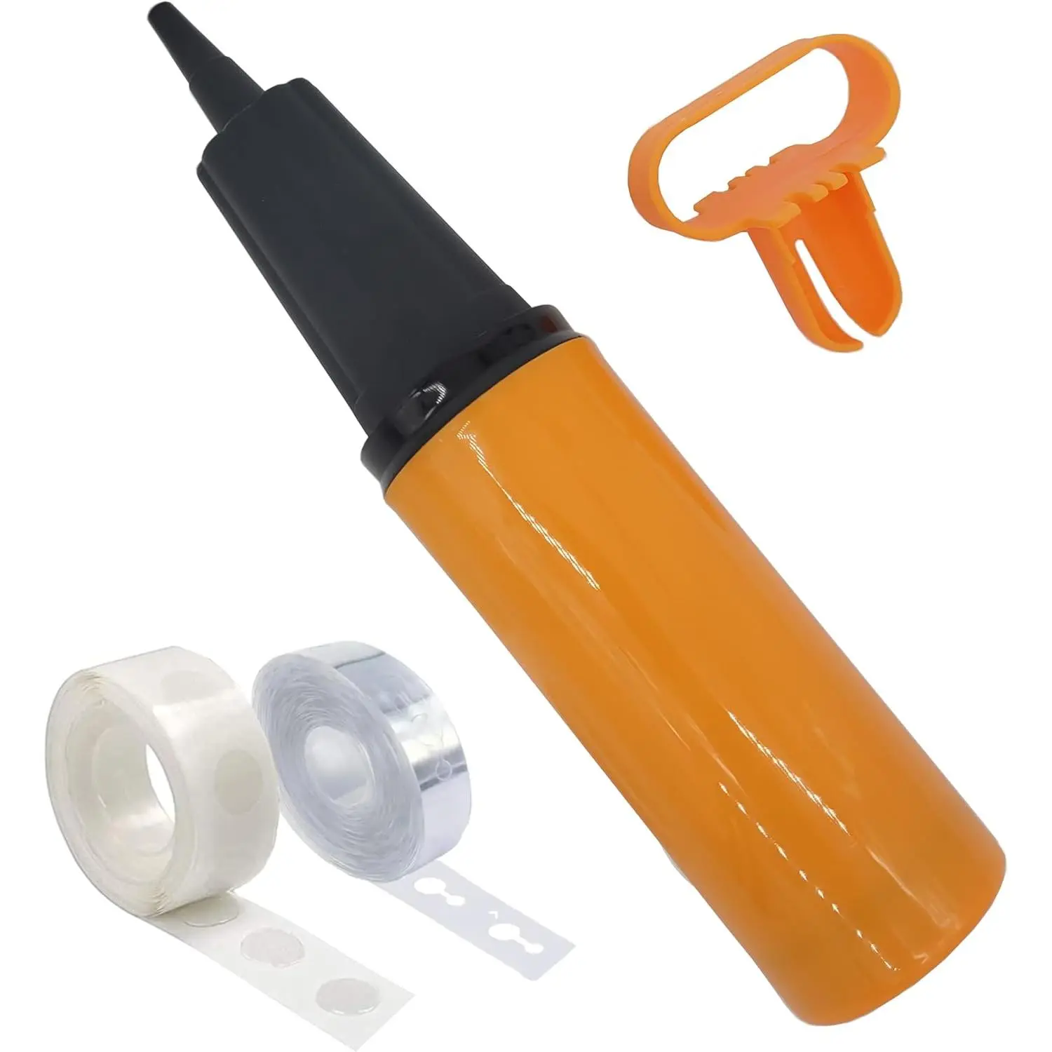 Balloon Pump Hand Held Kit, Inflator Air Pump for Balloons - 2 Way Manual Dual Action - Plus Accessories for ' Party, Birthday Party, Special Event (1 Pump Kit (Orange))