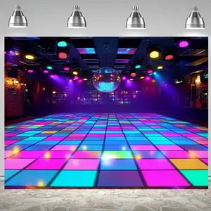 Large self-luminous disco dance floor with color-changing function - durable party backdrop, luminous checkerboard pattern, no installation required, easy to hang, ideal choice for weddings, families and commercial use - disco party, kdj