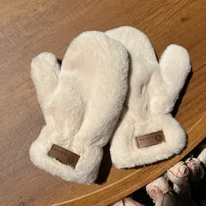 Winter thick and fleece-lined warm and cozy gloves for men and women, couple plush gloves, fingerless gloves.