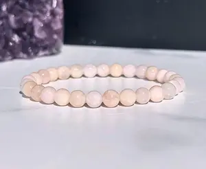 Pink Morganite Elastic Bracelet - 6mm Morganite Beads - Polished Morganite Elastic Bracelet - Natural Morganite Beryl Jewelry