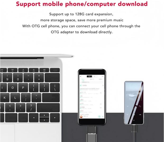 Portable Bluetooth 5.0 MP3 Player, Mini Music Player with Speaker, FM Radio, Voice Recorder, Perfect Gift for Kids, Students, Sport & Daily Use