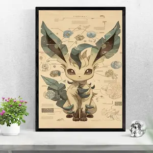 Leafeon Scientific Anatomy Pokemon Anime Poster Botanical Wall Art Decor