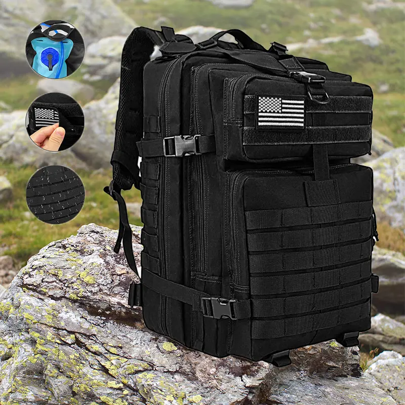 45L Military Tactical Backpack For Men Molle Daypack 3 Day Bug Out Bag Hiking Rucksack With Bottle Holder Durable Waterproof Gear