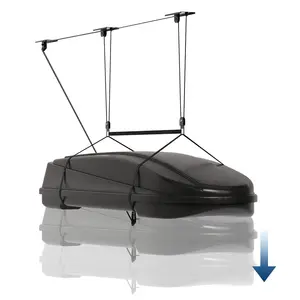 Cargo Box Garage Pulley System, Heavy Duty Ceiling Hoist for Rooftop Cargo Boxes, Space-Saving Overhead Organizer with Adjustable Straps & 20m Ropes