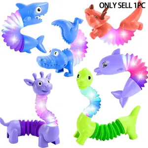 Stretchy Dinosaur Toy, Glowing Unicorn Bounce Back Compressed Floor Stall Light-Up Flashing Glow, Fun Kids Plaything, Stretchable Stress Relief, Stress Relief Fidget, Stress Relief Gadgets