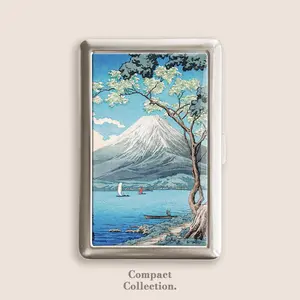 Mount Fuji From Lake Yamanaka Hiroaki Takahashi Japanese Art Cigarrette Case Zigarettenetui Wallet Vintage Metal 100s Box Blunt Holder Gift