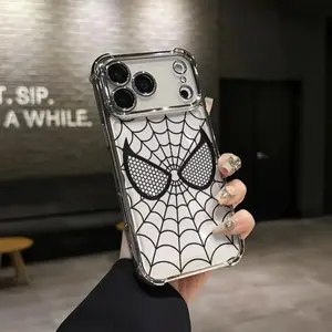 Black and white spider web Phone Case for iPhone 17 AIR 17 PRO 16 PRO 15  PRO MAX  14 PLUS 13 PRO 12 11 series (silicone softshell) airbag anti-drop and shockproofmobile phone protective case, Accessories, Cellphone