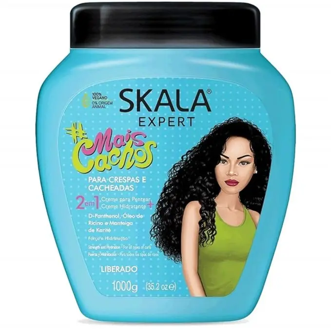 Skala Expert Mais Cachos 2-in-1 Cream for Perfect Curls - Leave-In Treatment, Moisturizer & Detangler with Shea, Argan & Castor Seed Oil, Cruelty Free, 1000g, Hydrating, Curly Hair