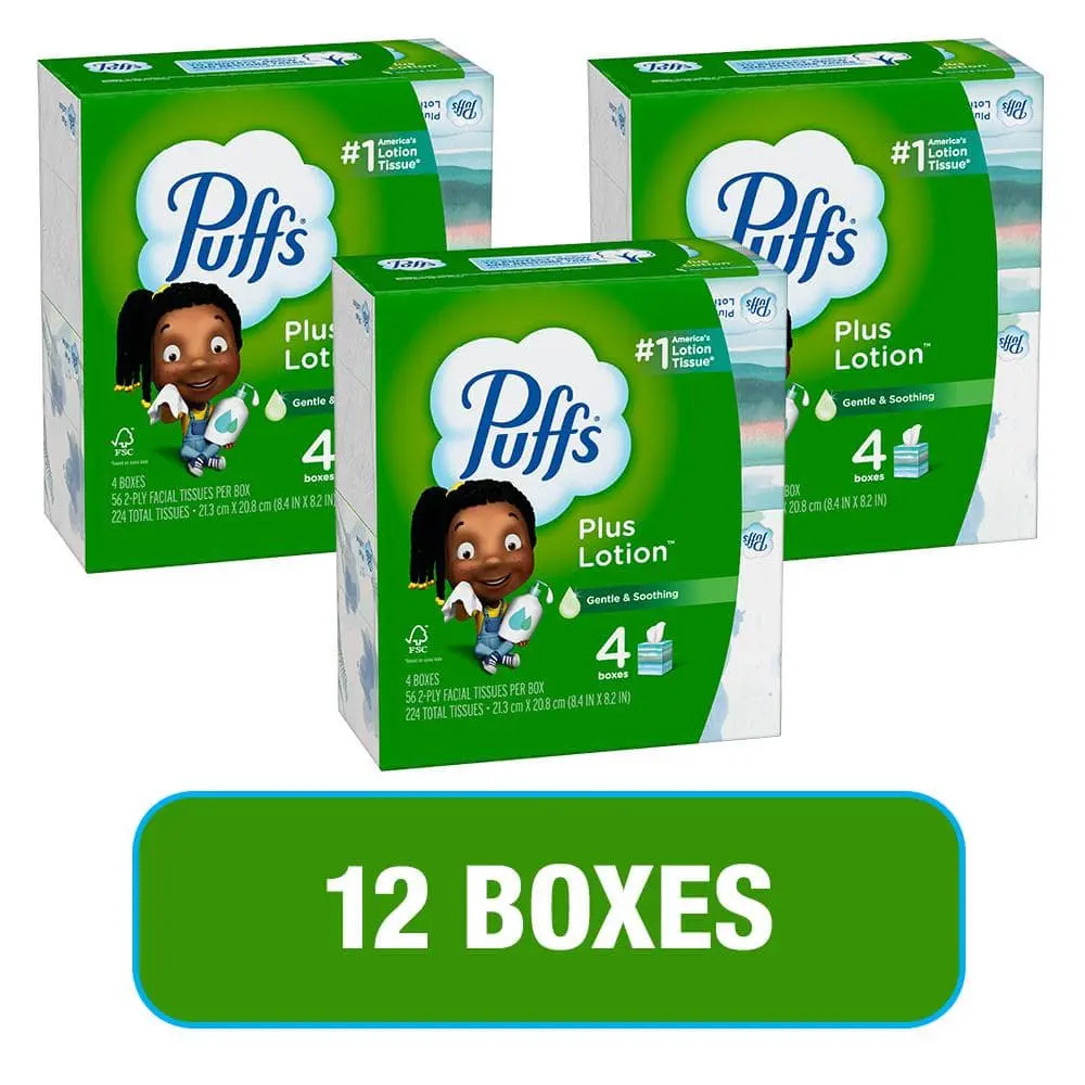 Plus Lotion 2-Ply Facial Tissue Cube Box (224-Tissues, Multi-Pack 3)