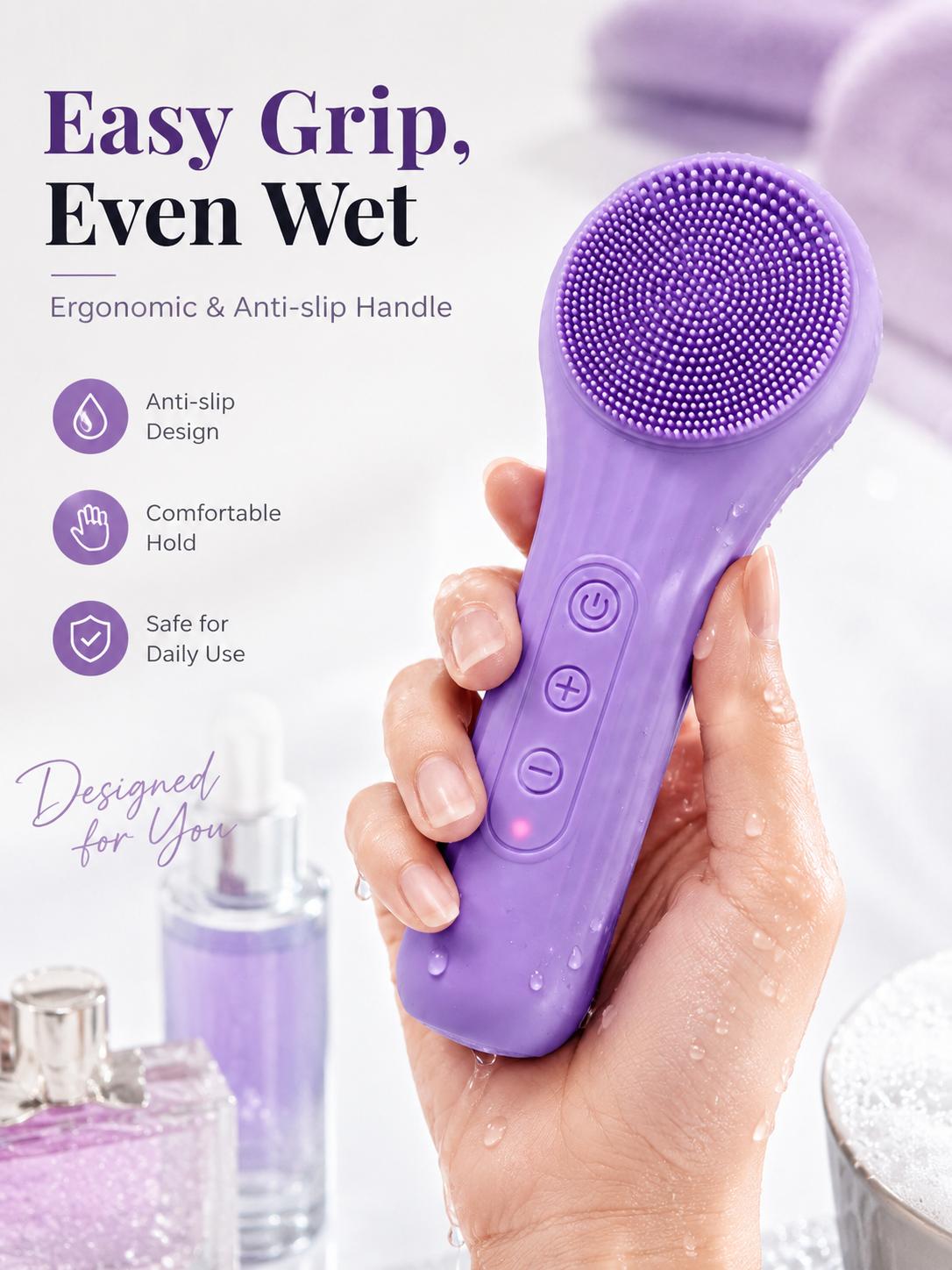 Electric Silicone Facial Cleansing Brush - USB-Rechargeable Waterproof Sonic Vibration Skin Massager (Beauty & Personal Care Facial Beauty Device), Face Scrubber Skin Care Devices, Massage Brush Skin Care Devices