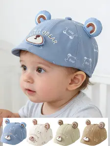 Baby Hat Spring Summer Autumn Cartoon Cute Infant Toddler Letter Bear Beret Cap Casual Fashion Sun Protection Suitable for Outdoor Play Walk Travel