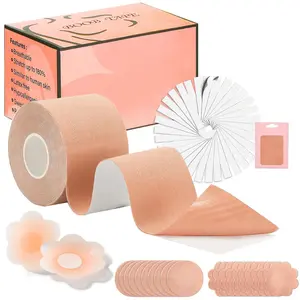 Boob Body Tape for Breast Lift Silicones Cartape Nip Covers Body Tape for Push up Shape Sticky Bra Waterproof Bob Tape Clothing Bra Accessories Cotton Fabric