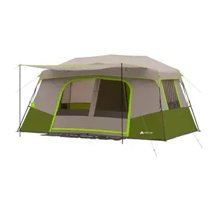 11-Person Instant Cabin Tent with Private Room -  Green Color