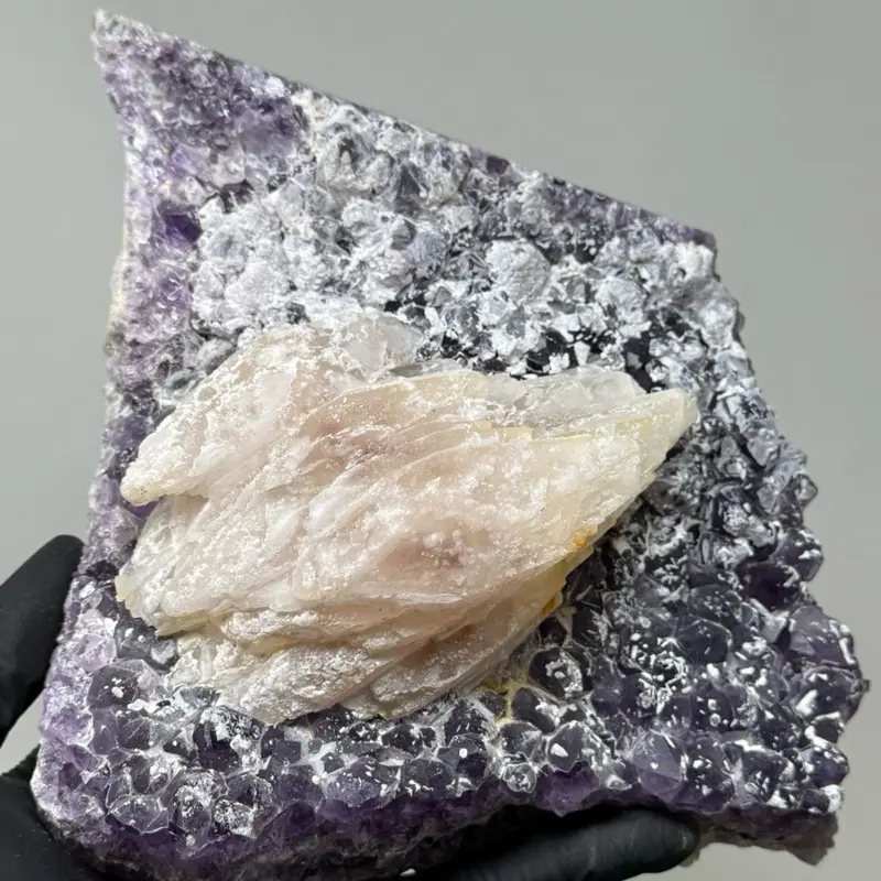 Large 8.0” inch Amethyst Cluster w/ Gorgeous Calcite Specimen