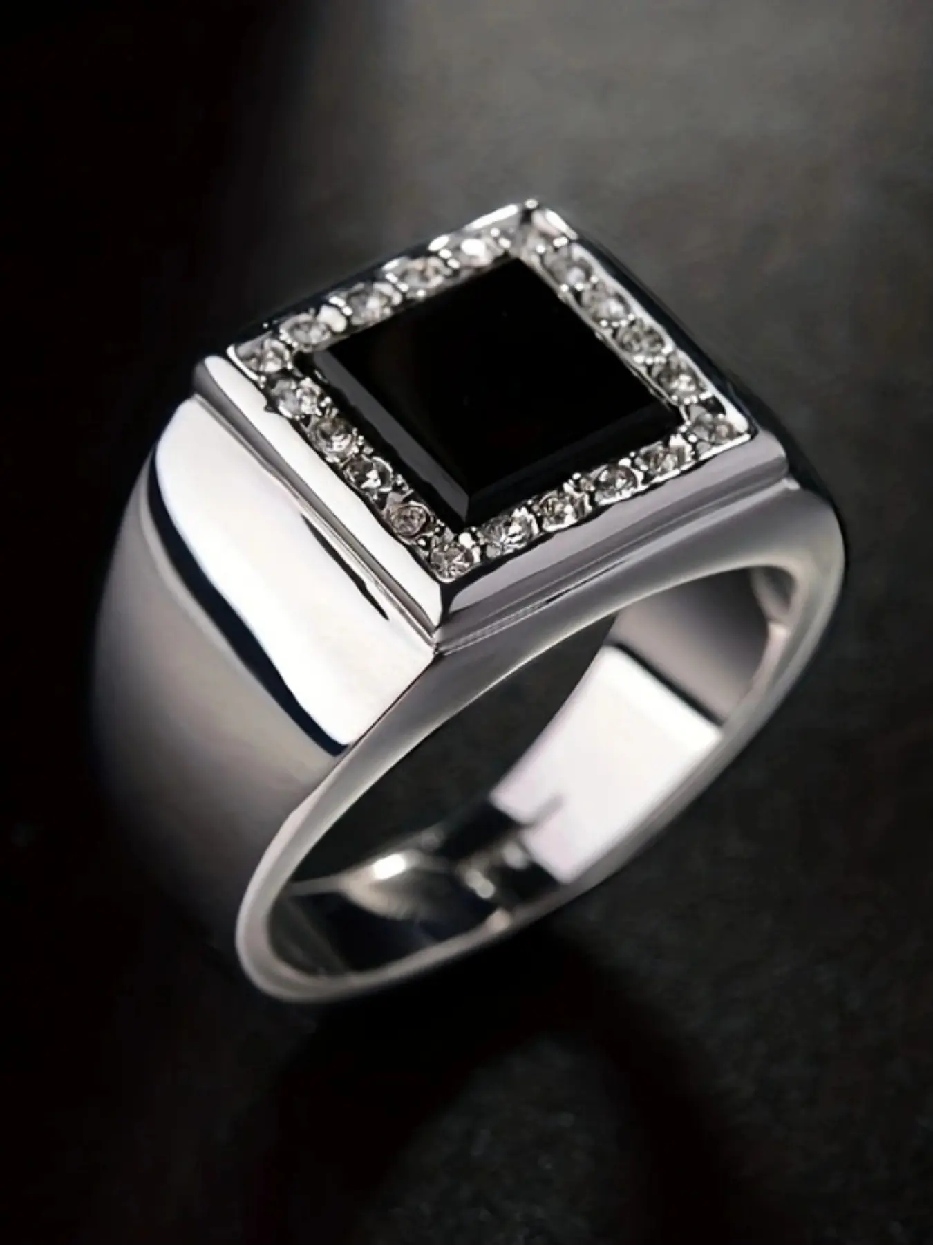 Men's Fashion Elegant Zircon Ring, Business Style Wedding Engagement Party Jewelry Gift, Simple Design for Men, Artificial Zircon Rings
