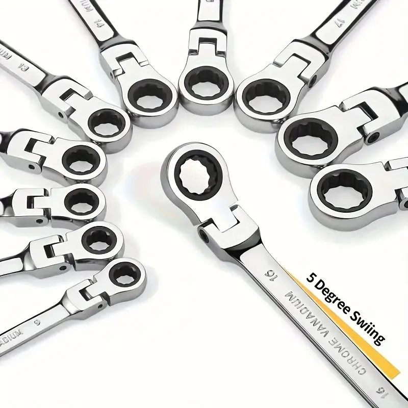 12mm chrome vanadium steel ratchet wrench with 72-tooth gear and 180-degree swivel head for car repair, mechanic workshops, and home use Ratcheting Wrench Tool Hand Tools