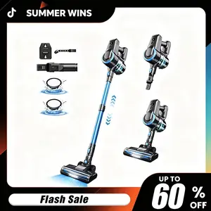 [SummerWins]Devoac N3P Cordless Vacuum, 8-in-1 Rechargeable Stick Vacuum, 20kPa Suction, up to 40 Minutes Runtime, LED-Lit Head, Lightweight for Everyday Home Cleaning, Hardwood Floors, Carpets, Tiles, Cars,  Pet Hair