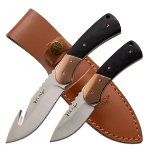 Elk Ridge PURSUIT 2PC Fixed Blade Knife Set Skinner & Gut Hook Blades Wood Handle ER-200-10BKCS