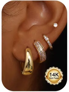 Small Gold Hoop Earrings for Women Hypoallergenic Gold Plated Chunky Huggie Earring Sets for Multiple Piercing Dainty Earing Stacks Set Cute Silver Cartilage Jewelry Trendy Gifts