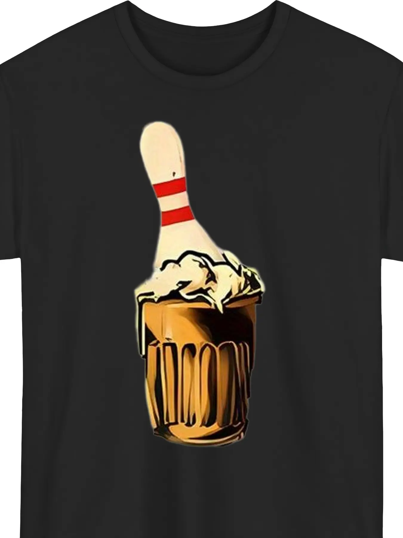 Men's Bowling-Themed T-Shirt with _Our Drinking Te unisex soft cotton short sleeve t shirt, vintage graphic casual tee for men women teens, perfect birthday holiday gift for camping travel gym daily street  wear