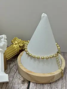 Gold Beaded Bracelet 18cm with Extension for Stylish Accessory - Versatile Gold Beads Design for Casual & Formal Wear